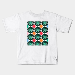 Multicolor Green Leaf Pattern Kids T-Shirt